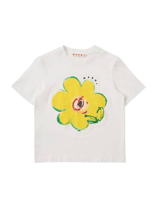 Marni Junior: 花卉图案棉质T恤
