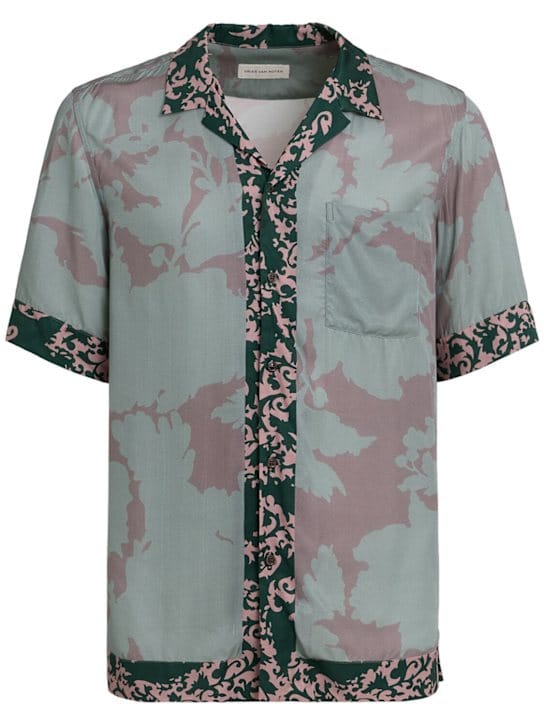 Dries Van Noten: 卡尔顿短袖铜氨丝衬衫