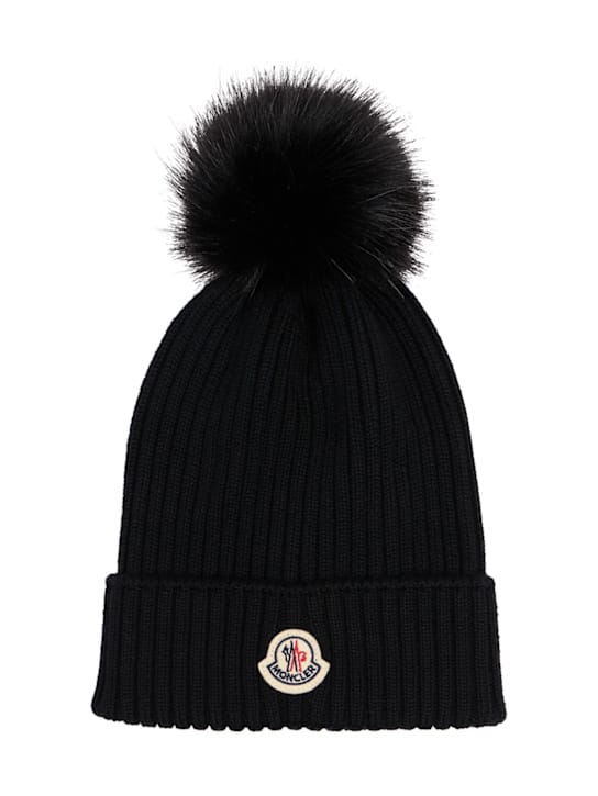 Moncler: 羊毛 pom pom 帽子