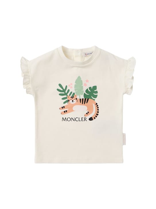 Moncler: 动物图案荷叶边棉T恤