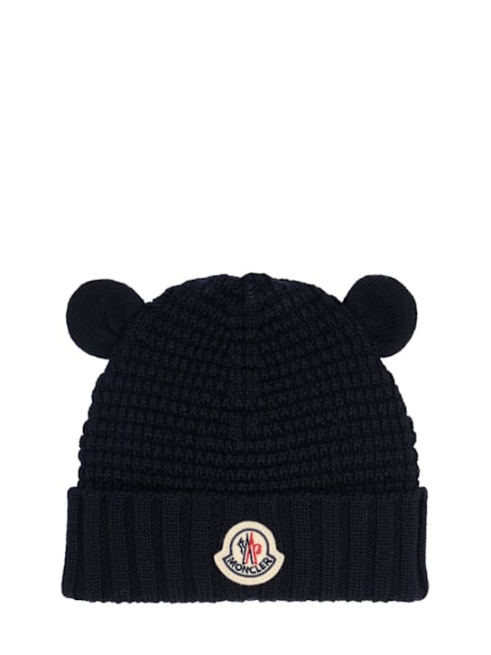 Moncler: 毛绒耳朵羊毛小帽