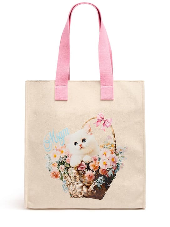 MSGM: 带双手柄的花卉印花手提包