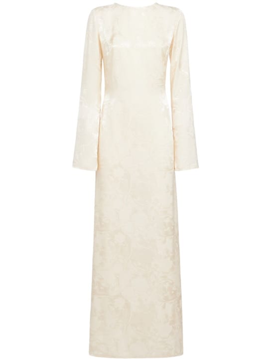 DIANA MILKANOVA: Jacquard maxi dress with flared sleeves