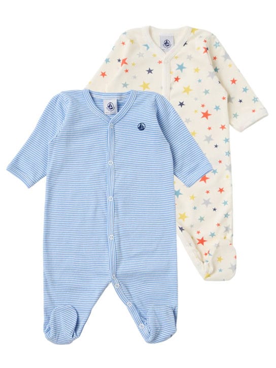 Petit Bateau: 2件棉质平纹针织连体衣套装