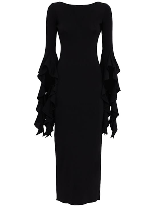 LUISA SPAGNOLI: Long knit dress with flounces