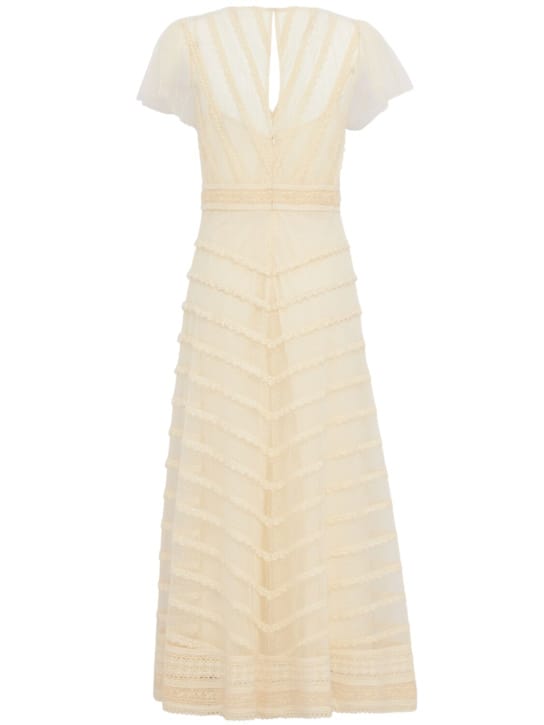 LUISA SPAGNOLI: Midi tulle dress with lace