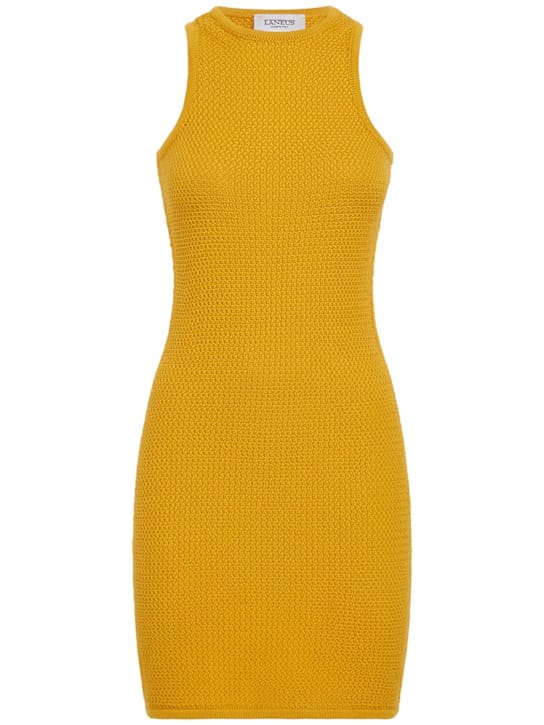 Laneus: Cotton knit sleeveless mini dress