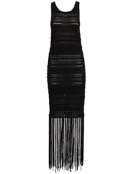 Laneus: Open-knit dress with fringe