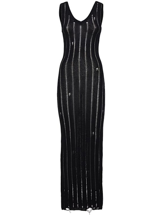 Laneus: Cotton knit openwork dress