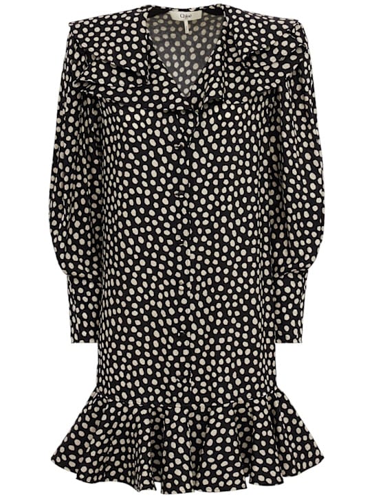Chloé: Silk jacquard polka dot mini dress