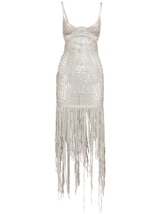 The Attico: Sequined midi dress with fringe