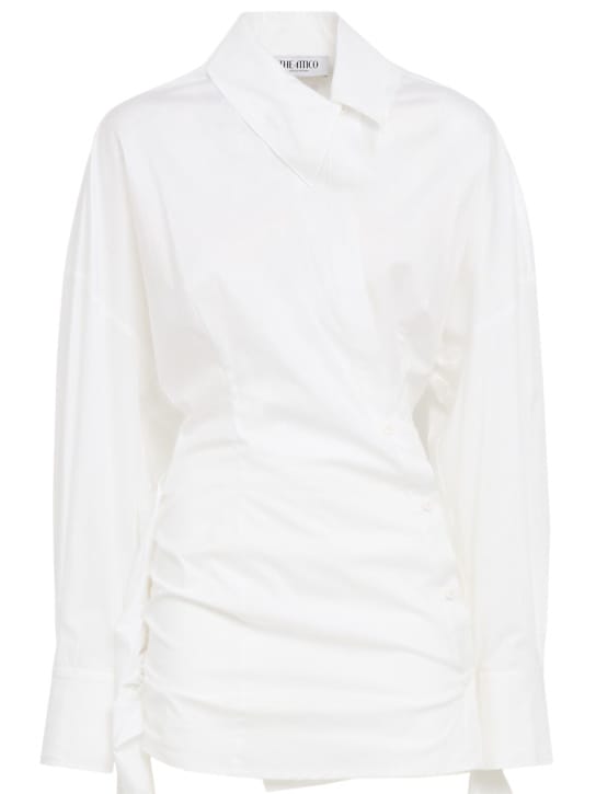 The Attico: Draped cotton mini shirt dress