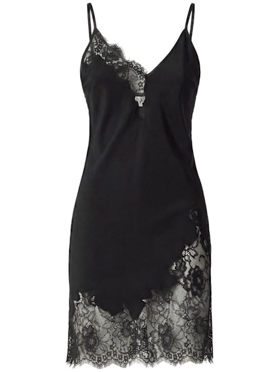 Fleur Du Mal: Silk satin lace mini dress