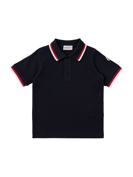 Moncler: Tricolour-Trimmed cotton polo shirt