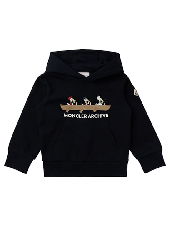 Moncler: 刺绣 Moncler 鸭子棉质连帽衫