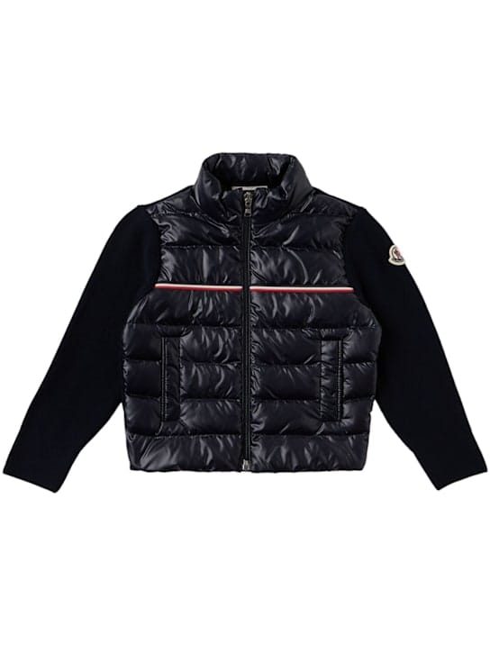 Moncler: 三色填充棉混纺开襟毛衣