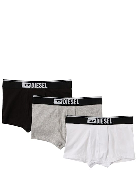 Diesel Kids: 三条平纹针织内裤套装