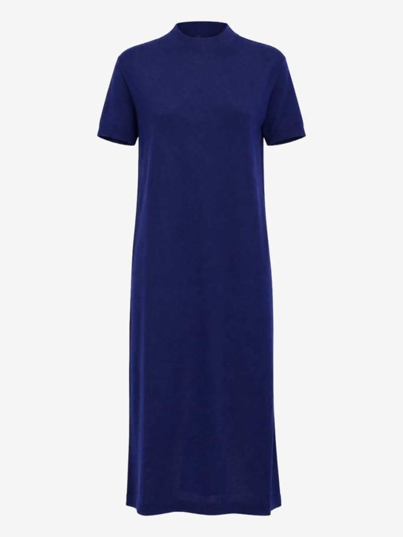 Jil Sander: Abito midi in lana a maniche corte