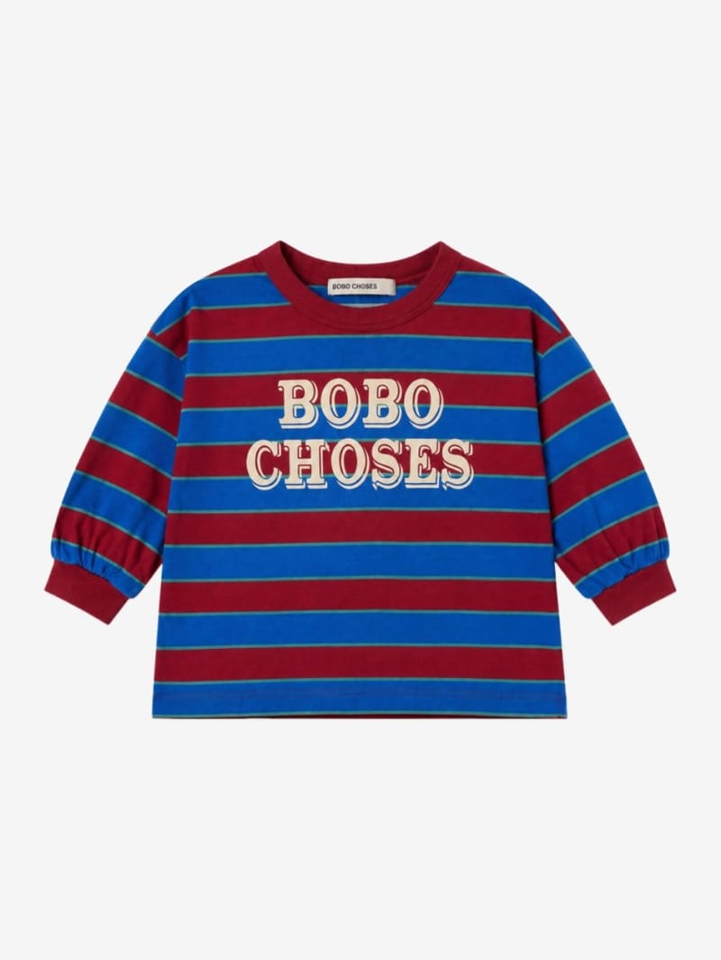 Bobo Choses: Striped long-sleeve T-shirt with embossed logo