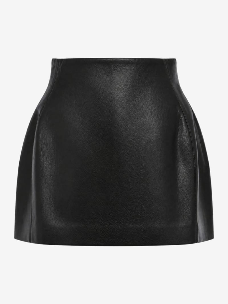 LA PISCINE: Baloon leather skirt