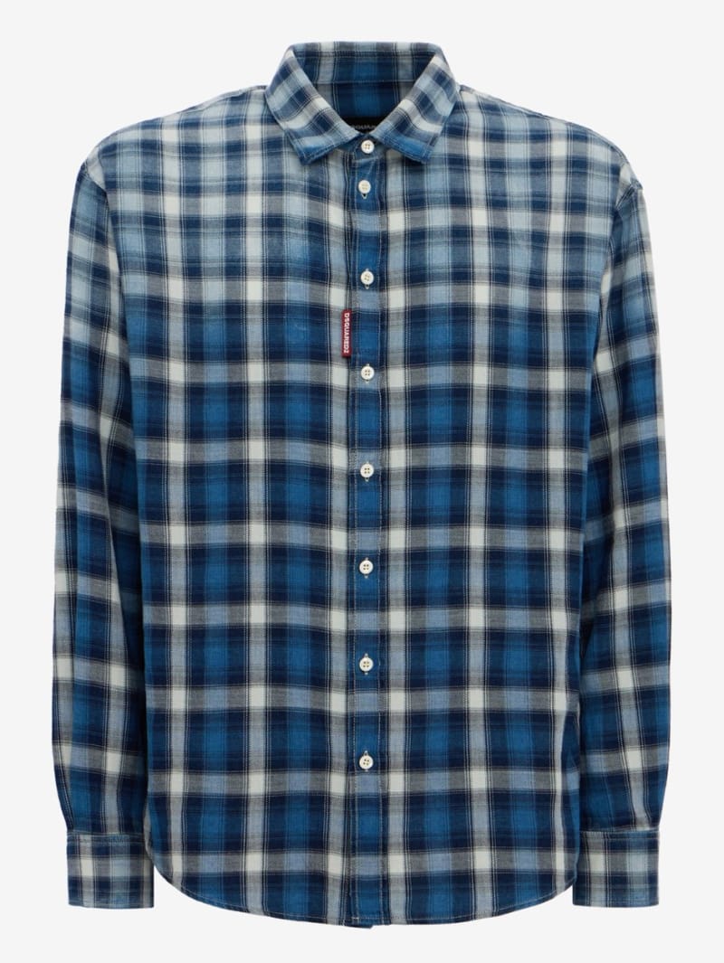 Dsquared2: D2 washed check cotton shirt
