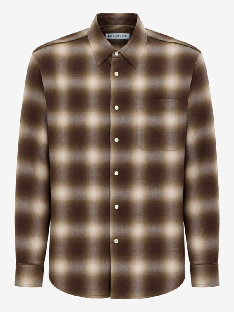 Bluemarble: Hazy checked cotton blend shirt