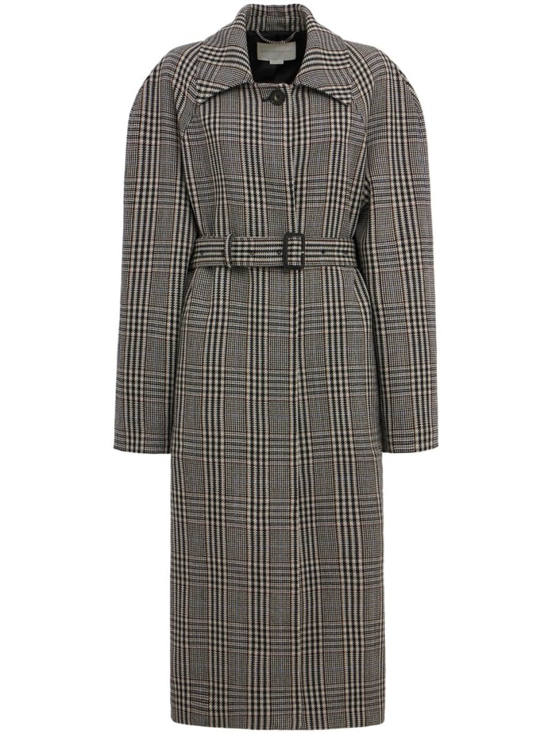 Stella McCartney: Abrigo de lana a cuadros con cinturón
