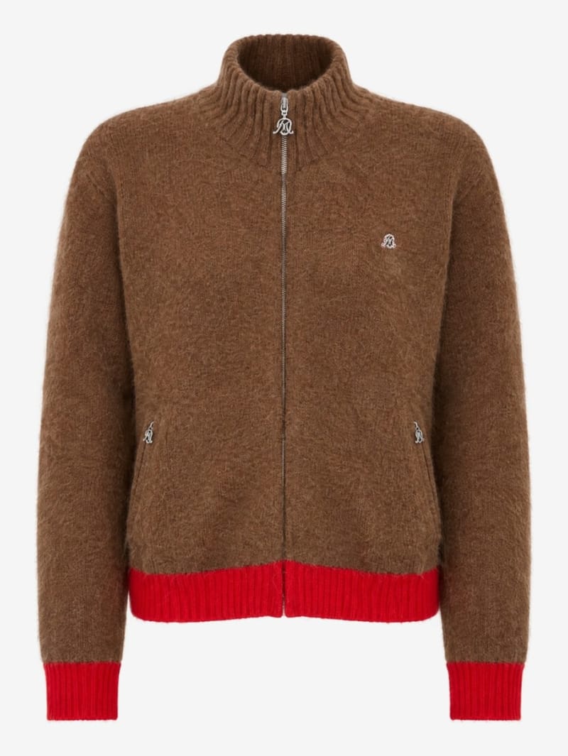 Bluemarble: Cardigan con zip in misto alpaca spazzolato