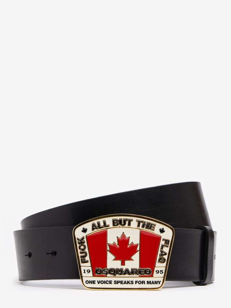 Dsquared2: 40mm Canadian flag leather belt