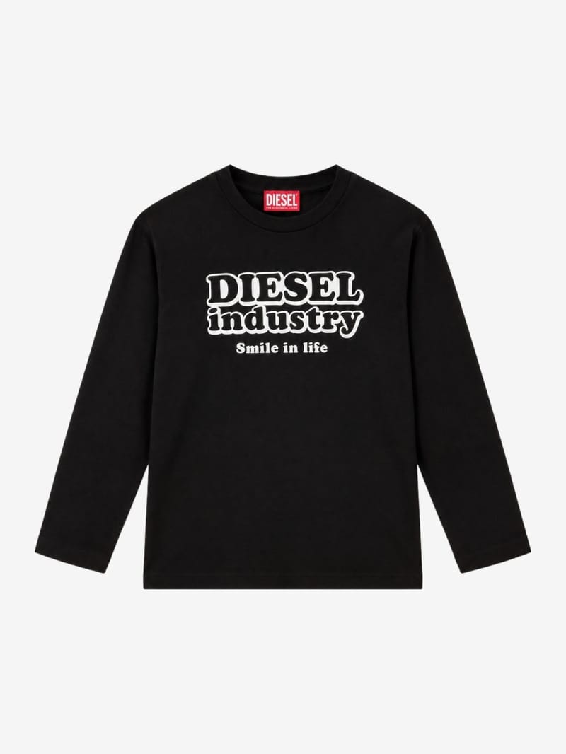 Diesel Kids: Cotton crewneck sweatshirt w/logo