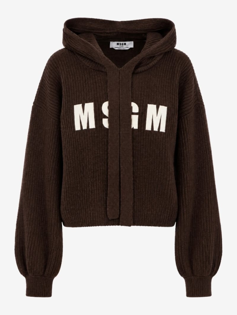 MSGM: Felpa con cappuccio a coste con logo
