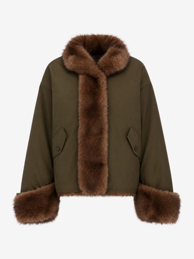 LA PISCINE: Fox fur padded jacket