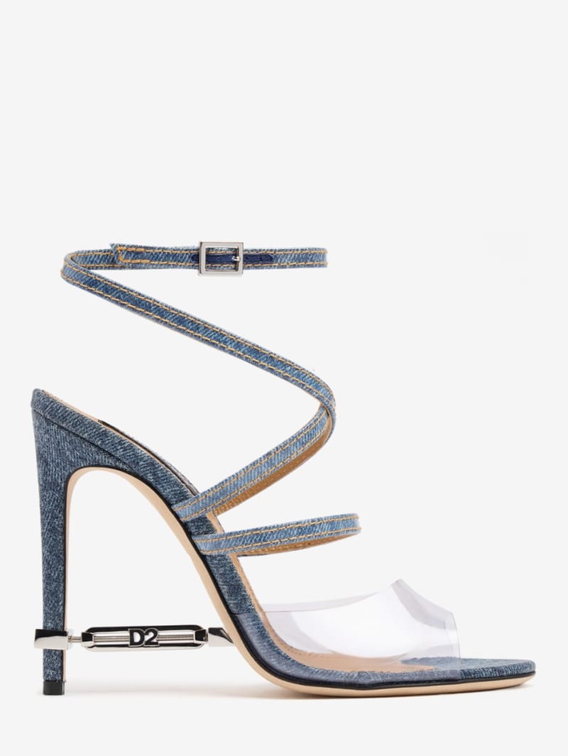 Dsquared2: Frosted denim heeled sandals