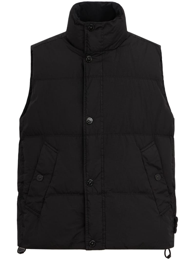 Stone Island: 带翻领的绗缝尼龙羽绒背心