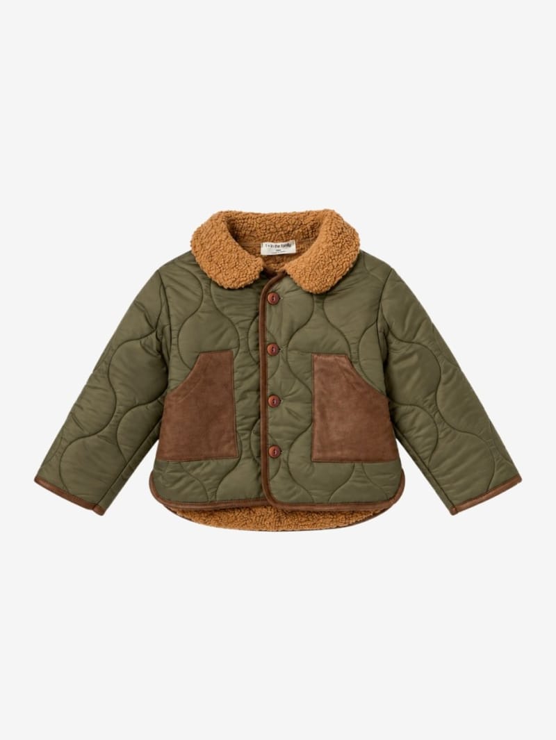 1 + IN THE FAMILY: Quilted jacket with faux fur collar