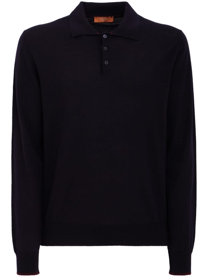 CRUNA: knitted long-sleeve polo shirt