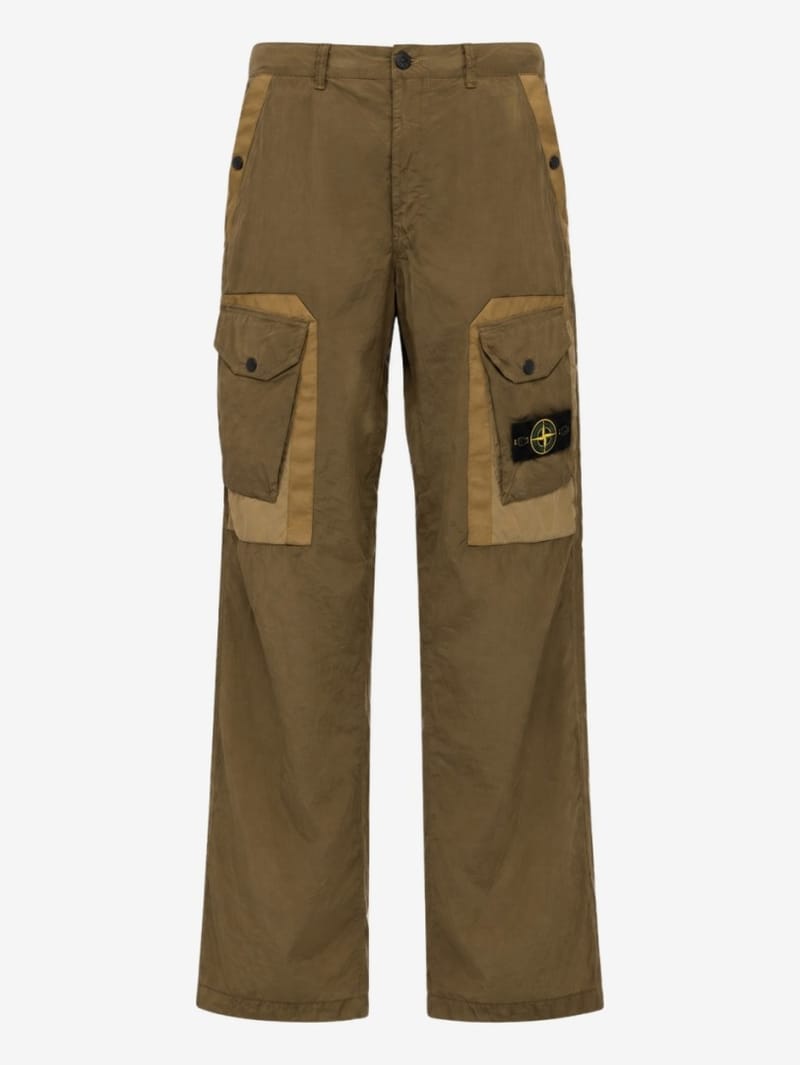 Stone Island: Logo cotton blend regular pants