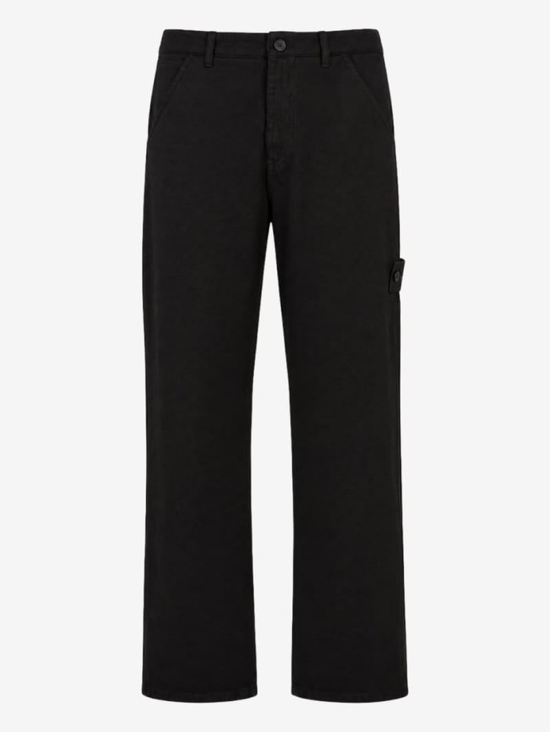 Stone Island: Logo cotton slim pants