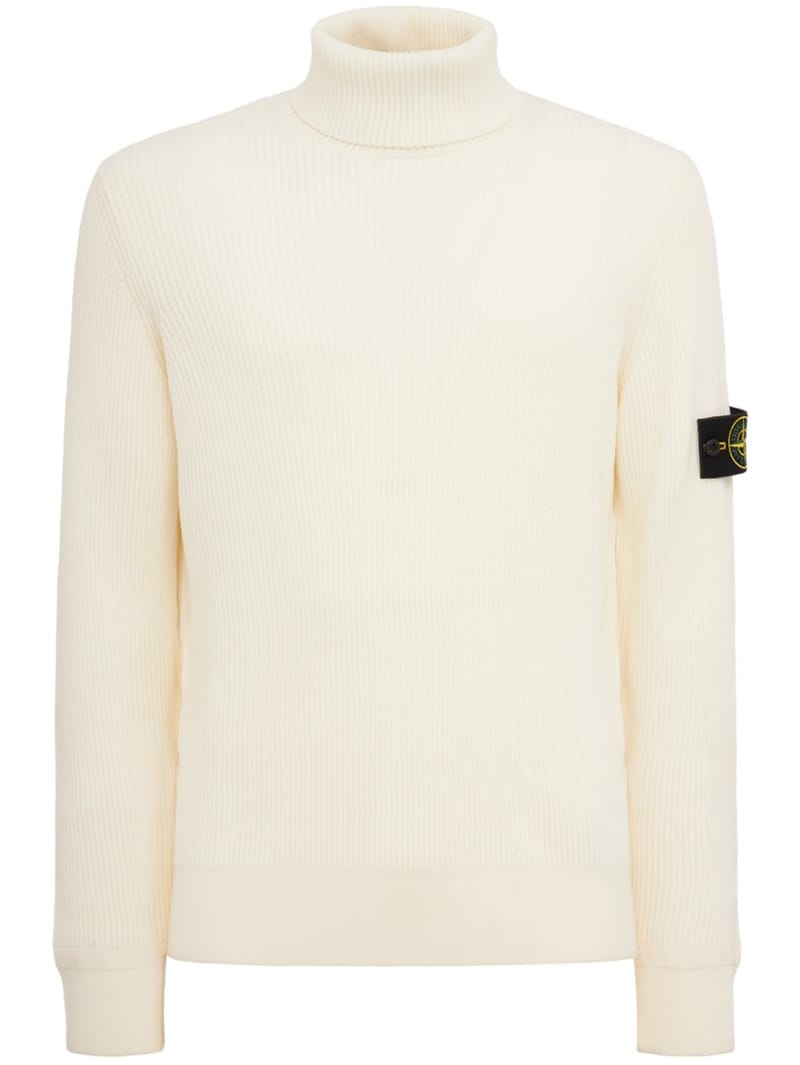 Stone Island: Logo cotton turtle neck sweater