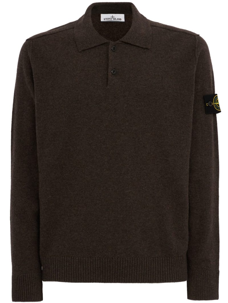 Stone Island: Logo圆领针织POLO毛衣