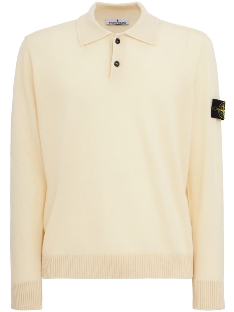 Stone Island: Logo 圆领针织 Polo 毛衣