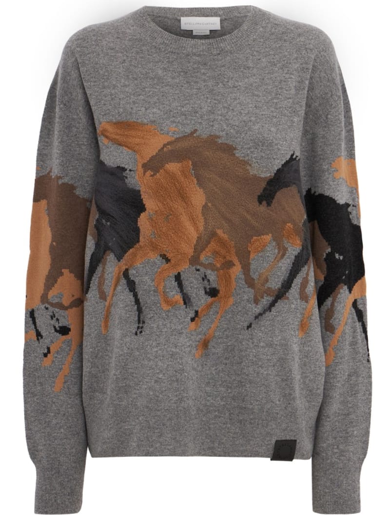 Stella McCartney: Maglione cavalli in corsa in lana vergine