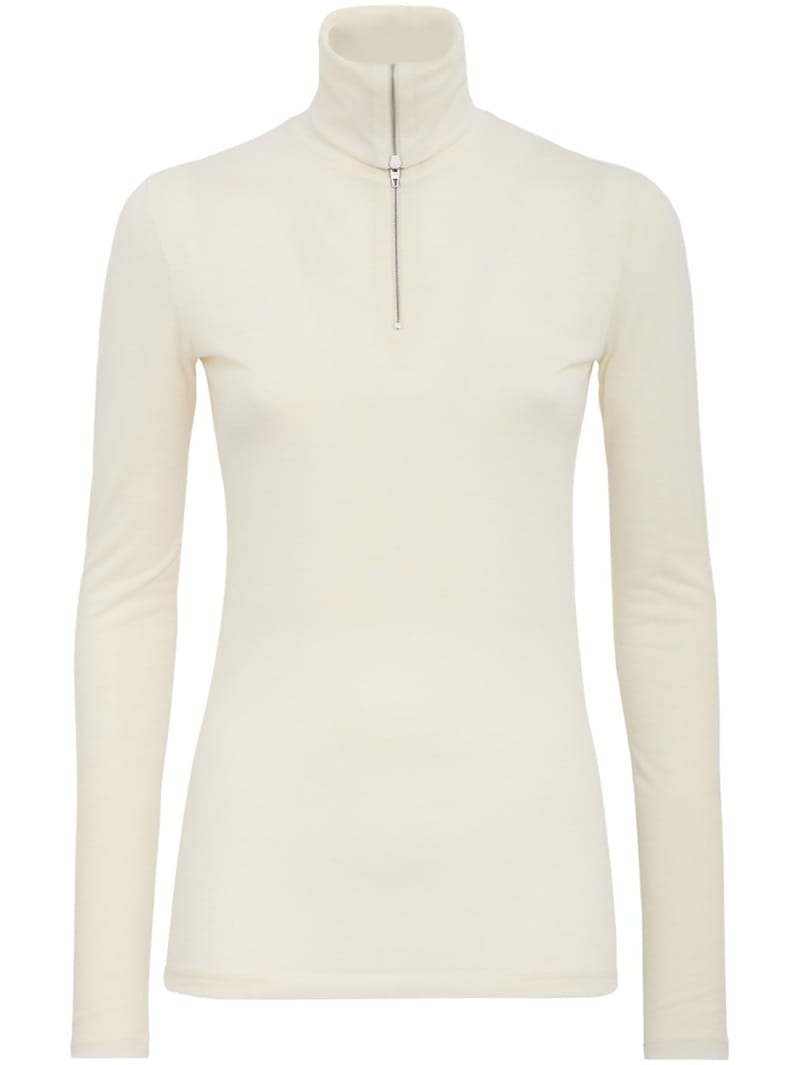 Jil Sander: 半拉链羊毛混纺针织衫