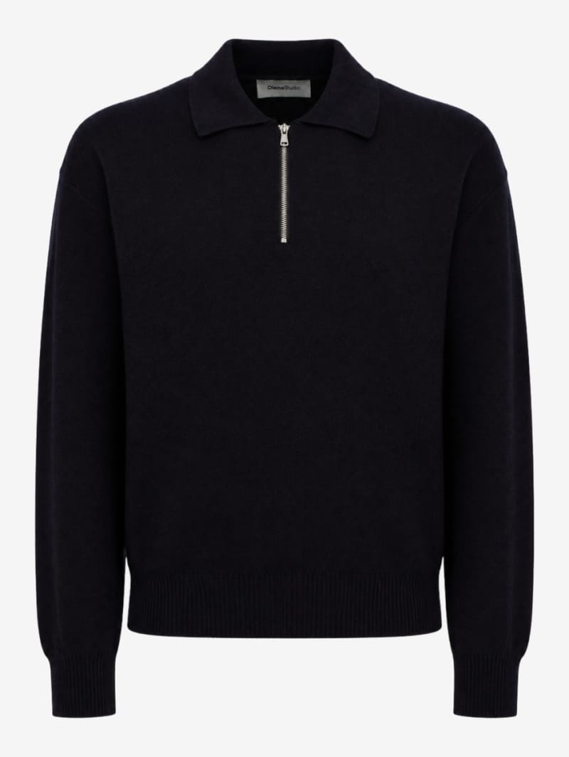 DIANA STUDIO: Merino wool knit polo with zip closure