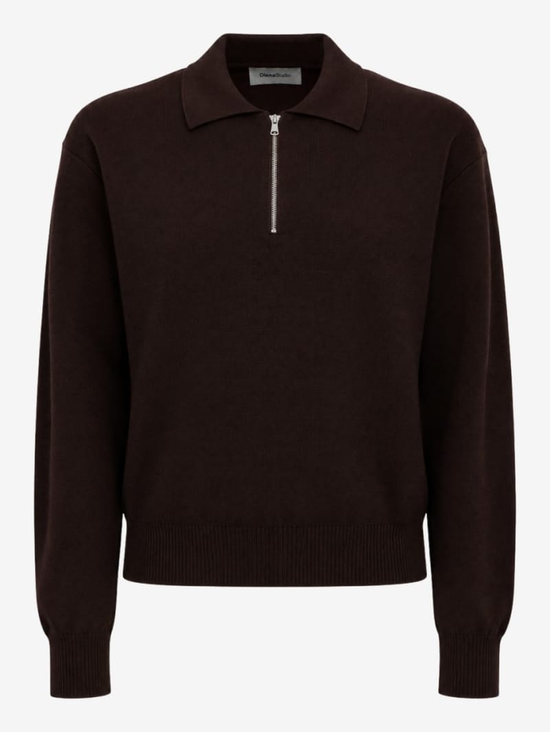 DIANA STUDIO: Merino wool knit polo with zip closure