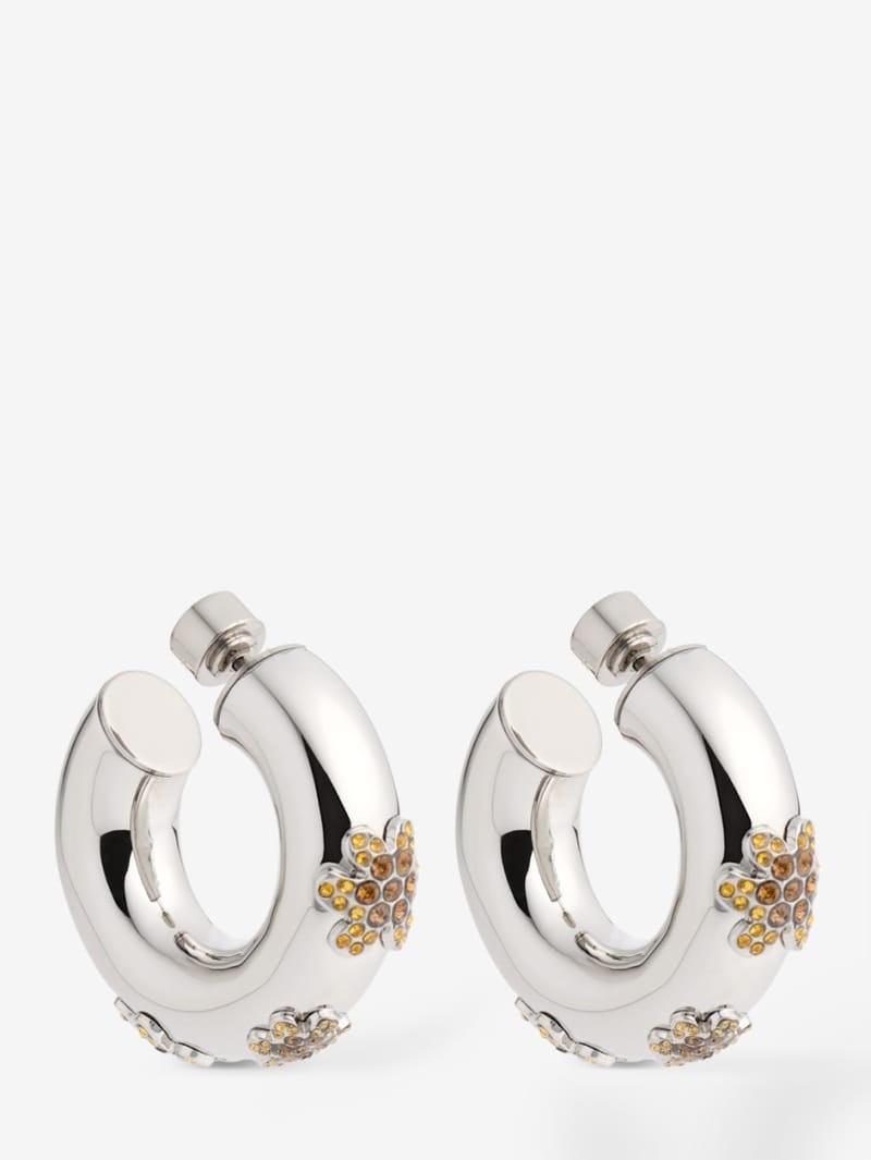 Marni: Crystal flower hoop earrings