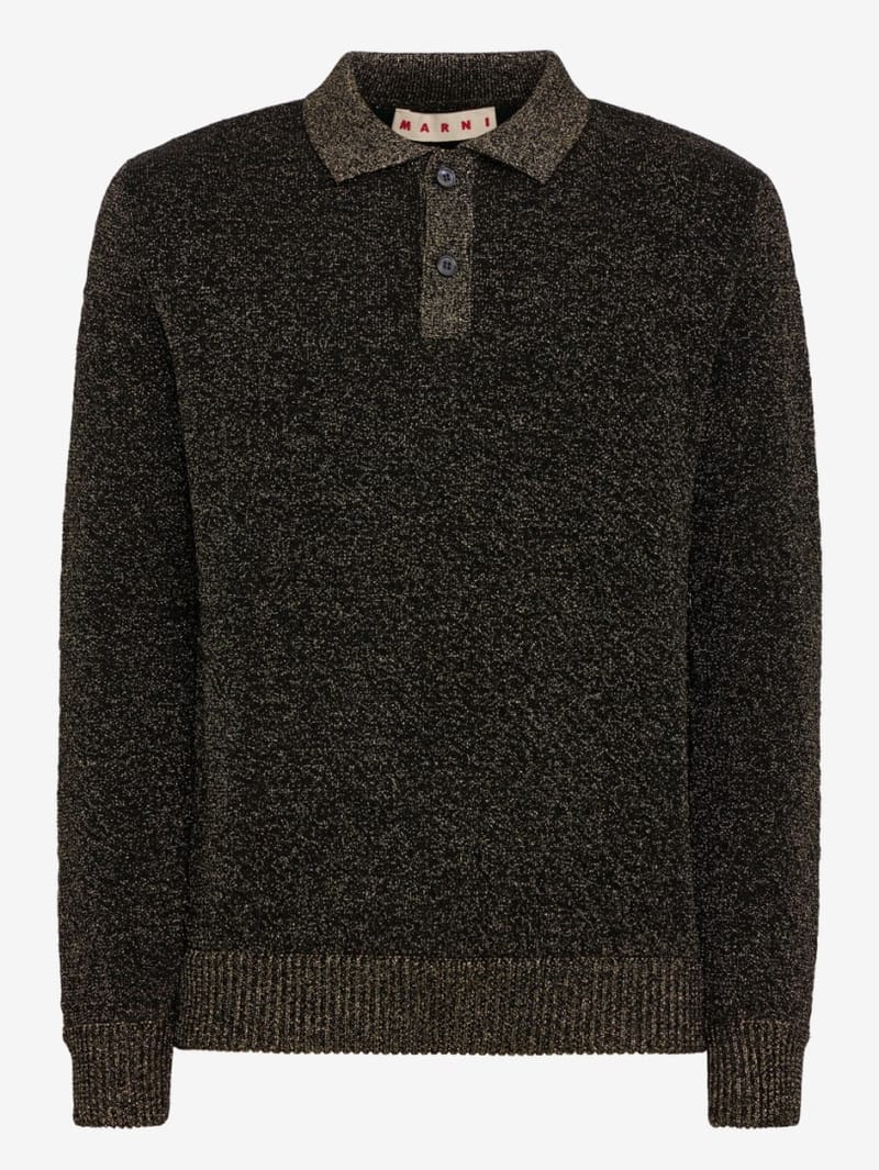 Marni: Wool and metallic yarn polo shirt