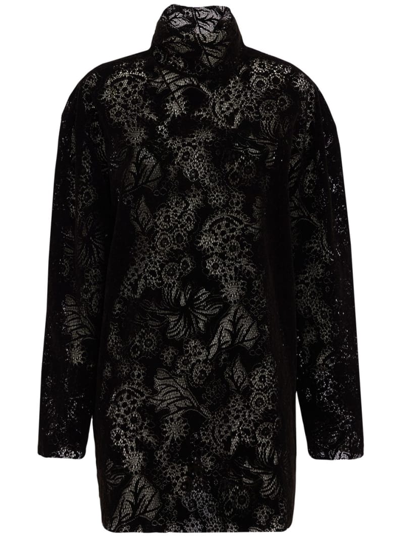 MSGM: Velvet flock lace mini dress