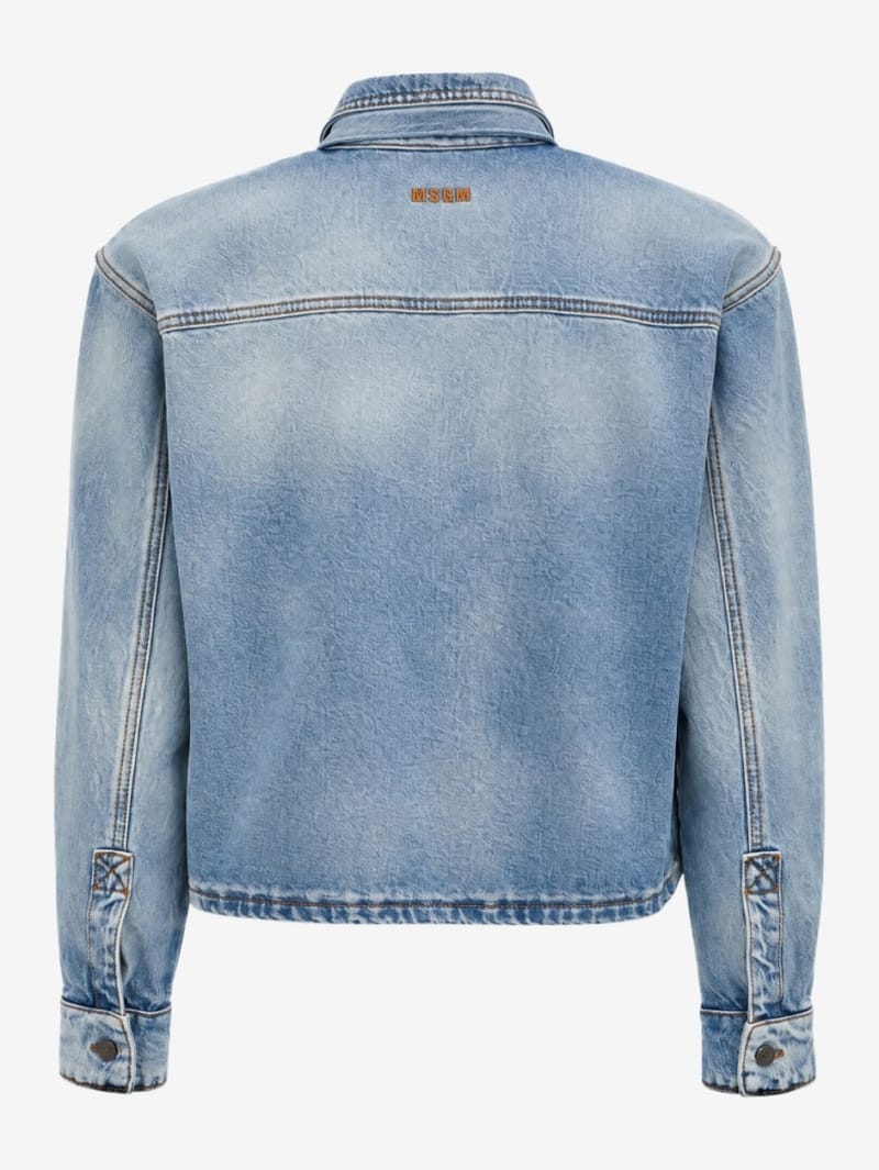 MSGM: Cropped denim shirt with tie