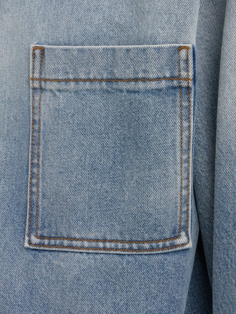 MSGM: Cropped denim shirt with tie